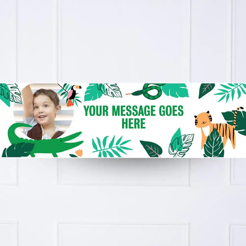 Go Wild Jungle Personalised Party Banner Yes No Personalised Banner