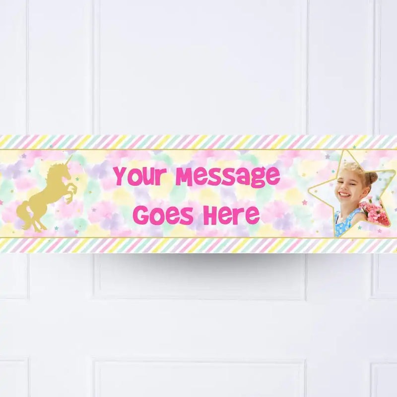 Unicorn Sparkle Personalised Party Banner Yes None Personalised Banner