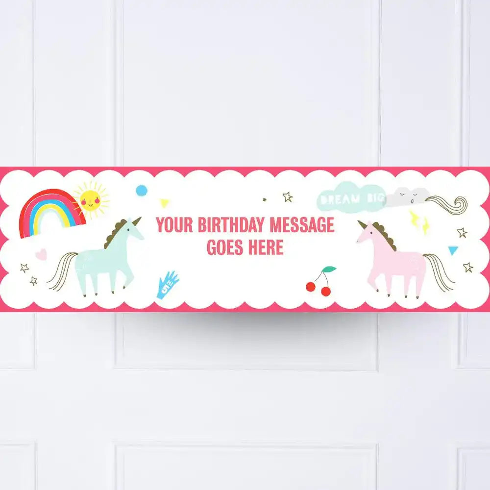 Unicorn & Rainbow Personalised Party Banner No Personalised Banner