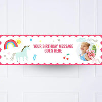 Unicorn & Rainbow Personalised Party Banner Yes Personalised Banner
