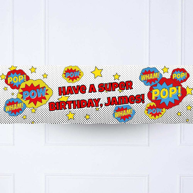 Pop Art Superhero Personalised Party Banner No Personalised Banner