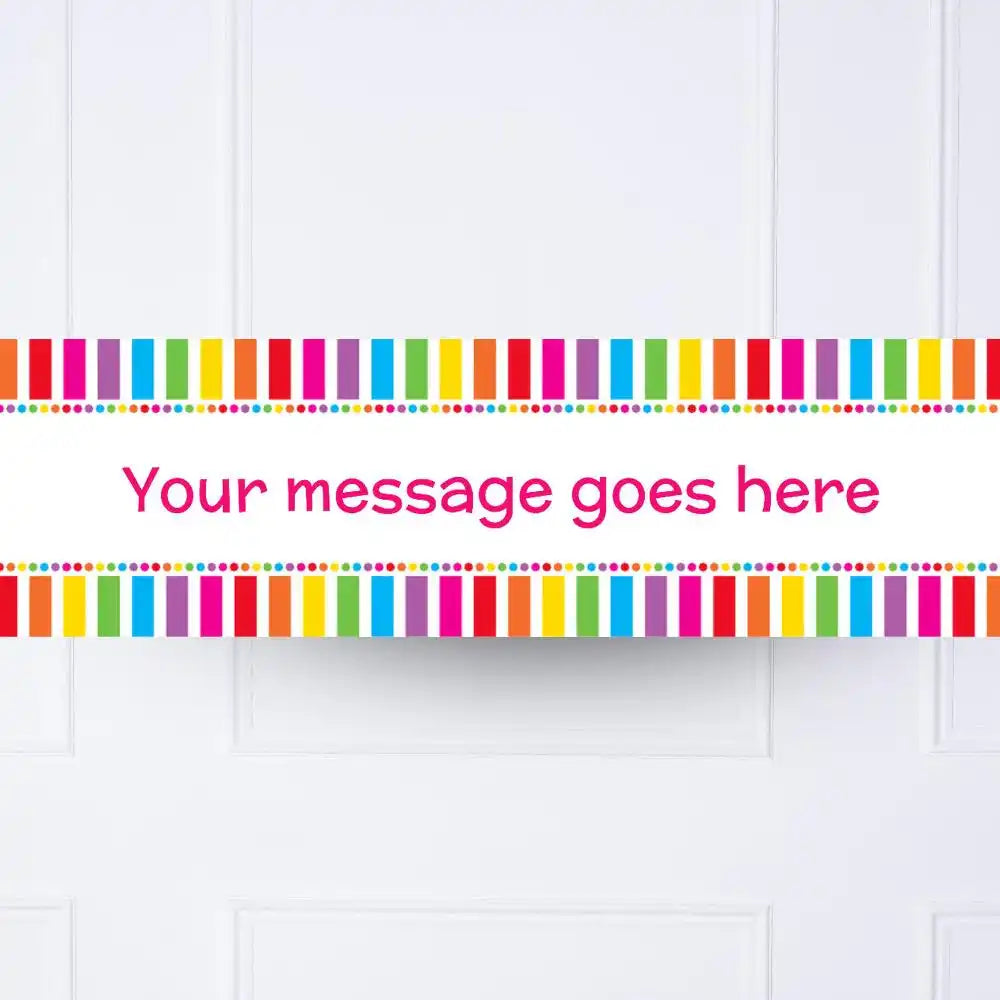 Rainbow Stripe Multi Dots Personalised Party Banner No Personalised Banner