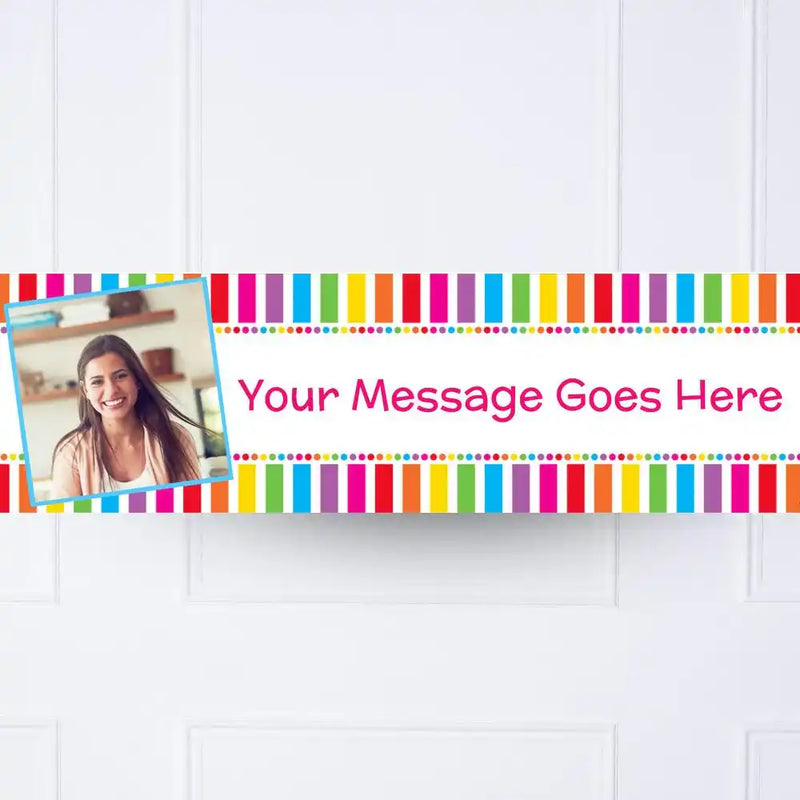 Rainbow Stripe Multi Dots Personalised Party Banner Yes Personalised Banner