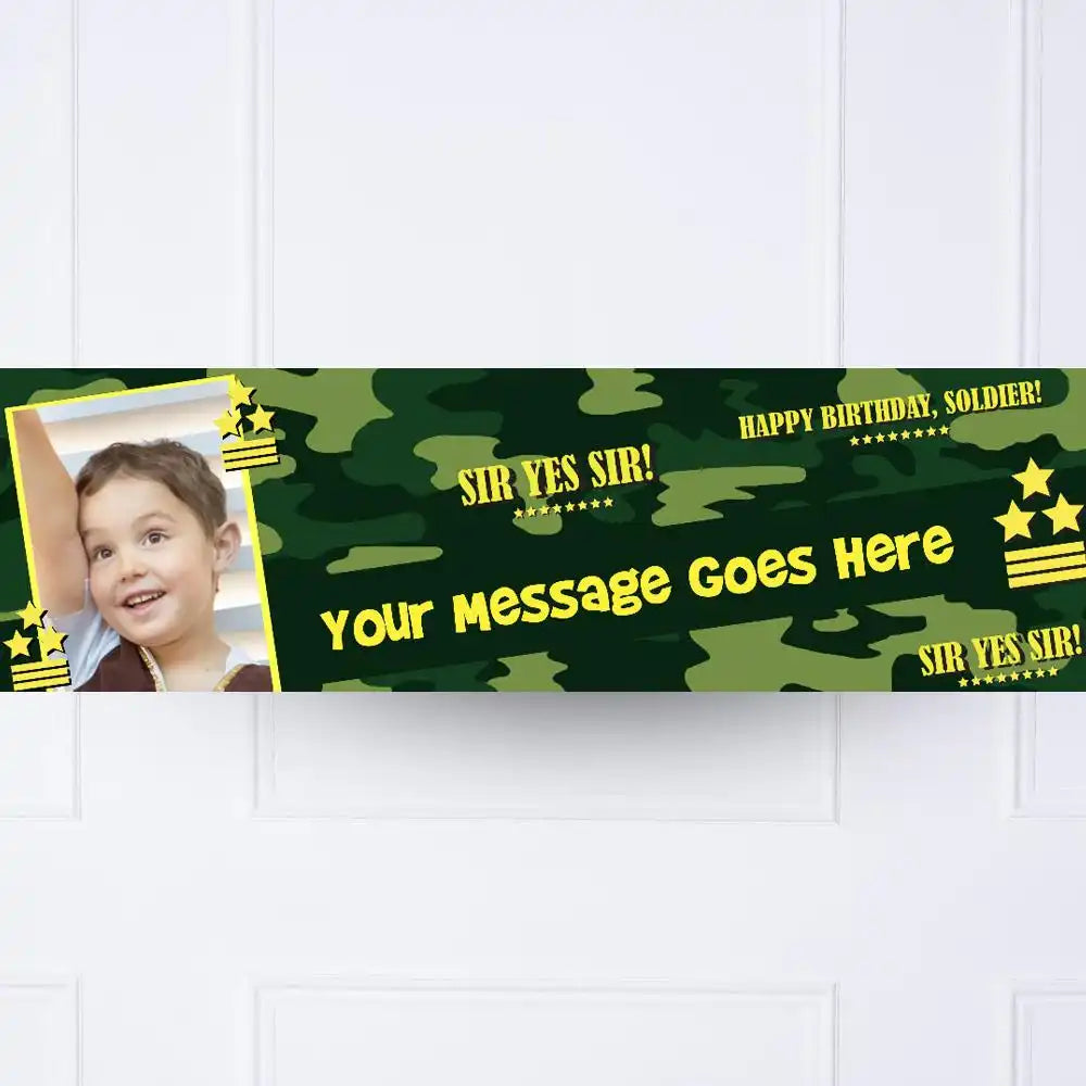 Camouflage Army Party Personalised Party Banner Yes Personalised Banner