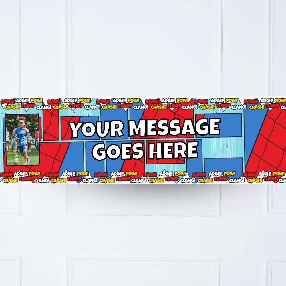 Comic Book Personalised Party Banner | Spiderman Party Supplies | Party ...