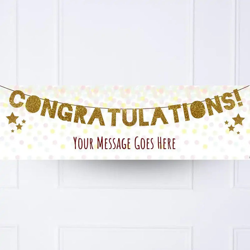 Gold Garland Congratulations Personalised Party Banner No Personalised Banner
