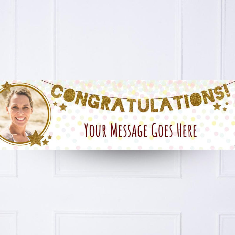Gold Garland Congratulations Personalised Party Banner