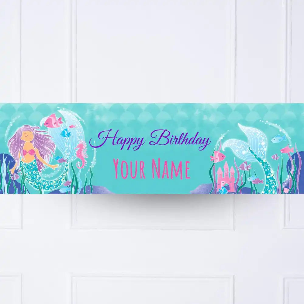 Glitter Mermaid Personalised Party Banner No Personalised Banner