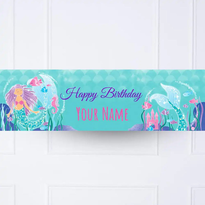 Glitter Mermaid Personalised Party Banner No Personalised Banner