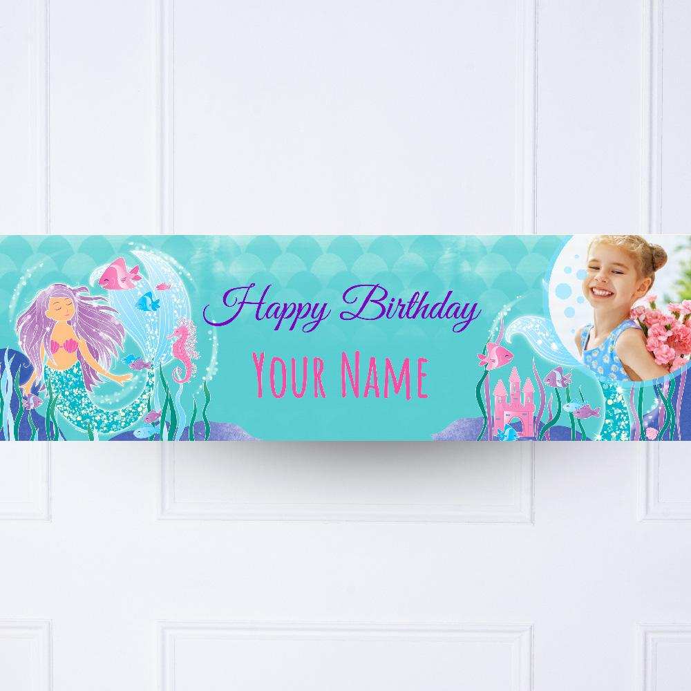 Glitter Mermaid Personalised Party Banner Yes Personalised Banner