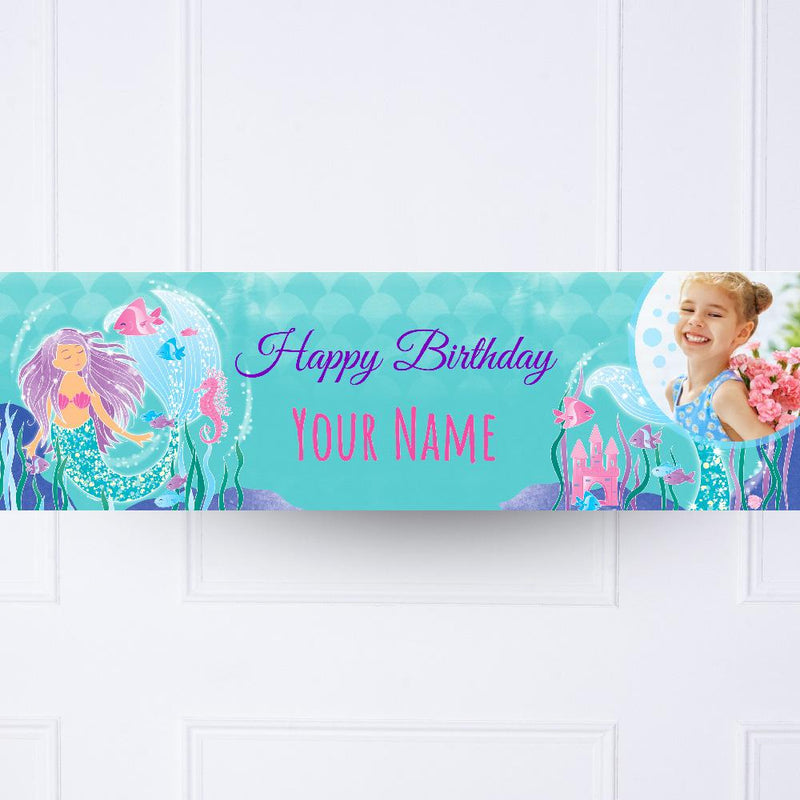 Glitter Mermaid Personalised Party Banner