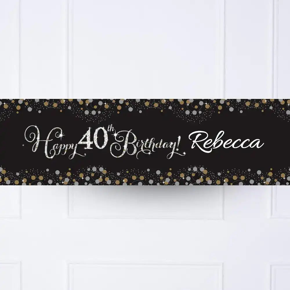 Gold Celebration 40th Personalised Party Banner No Personalised Banner