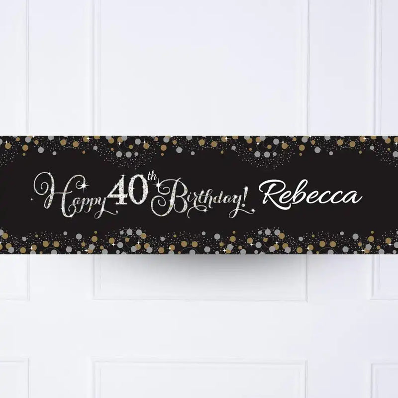 Gold Celebration 40th Personalised Party Banner No Personalised Banner
