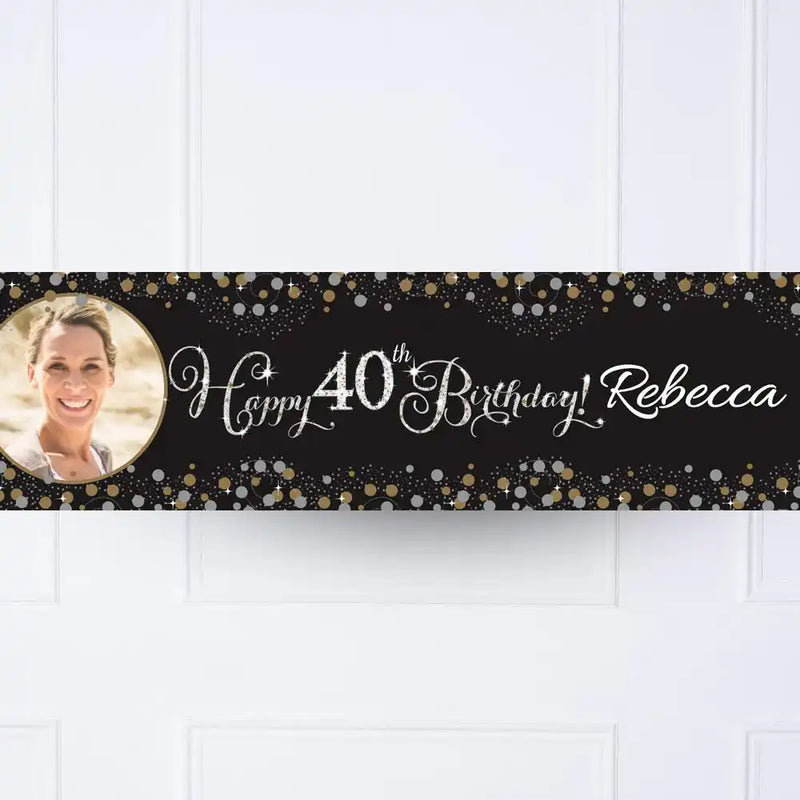 Gold Celebration 40th Personalised Party Banner Yes Personalised Banner