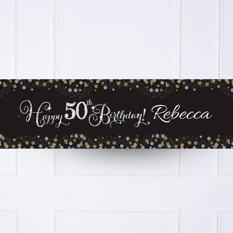 Gold Celebration 50th Personalised Party Banner No Personalised Banner