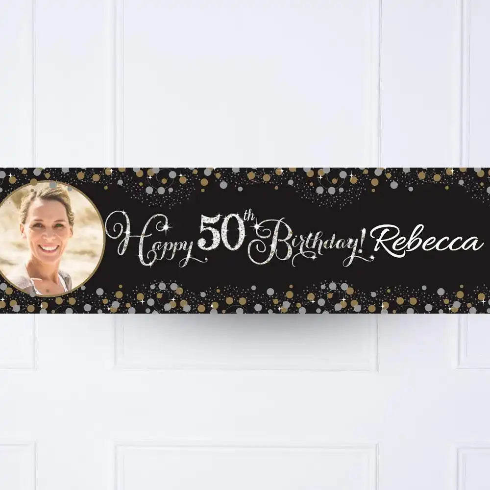 Gold Celebration 50th Personalised Party Banner Yes Personalised Banner