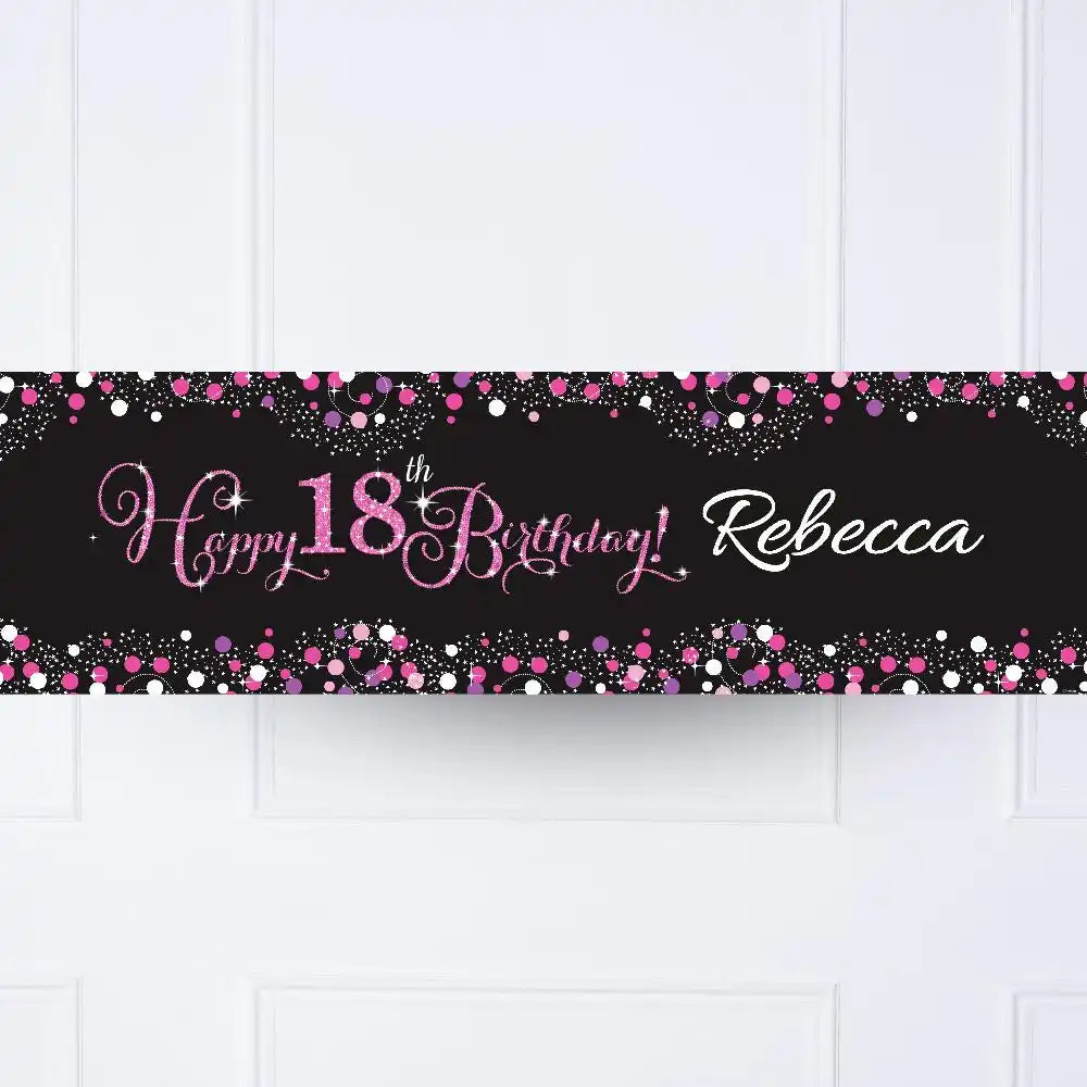 Pink Celebration 18th Personalised Party Banner No Personalised Banner