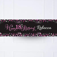 Pink Celebration 18th Personalised Party Banner No Personalised Banner