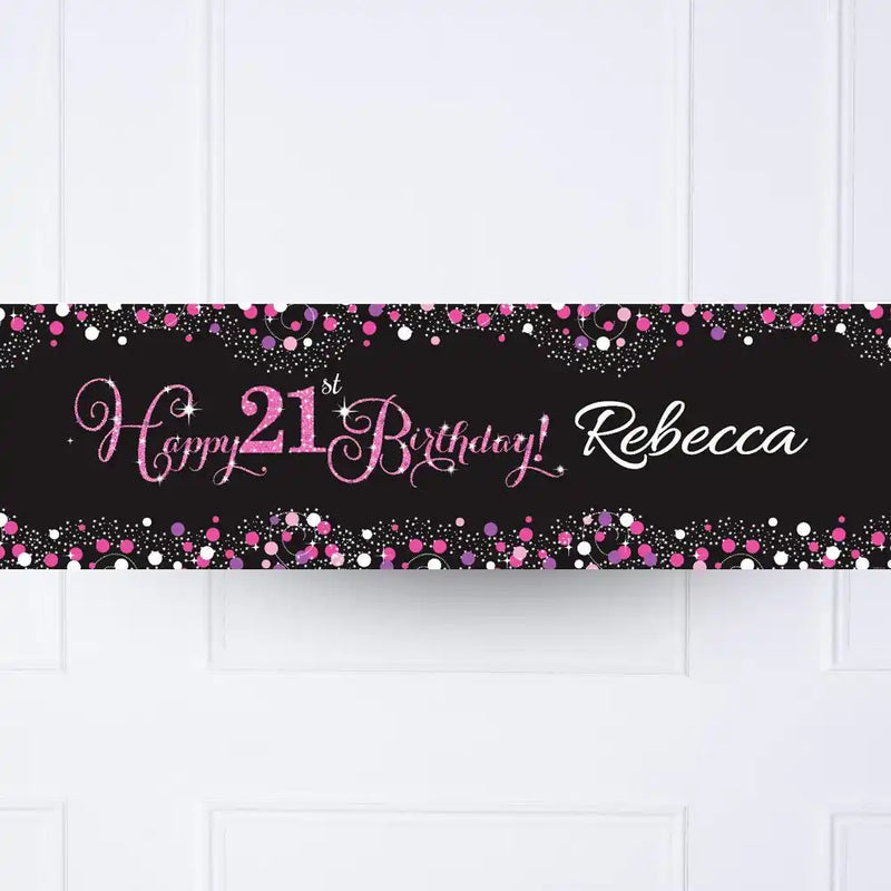Pink Celebration 21st Personalised Party Banner No Personalised Banner