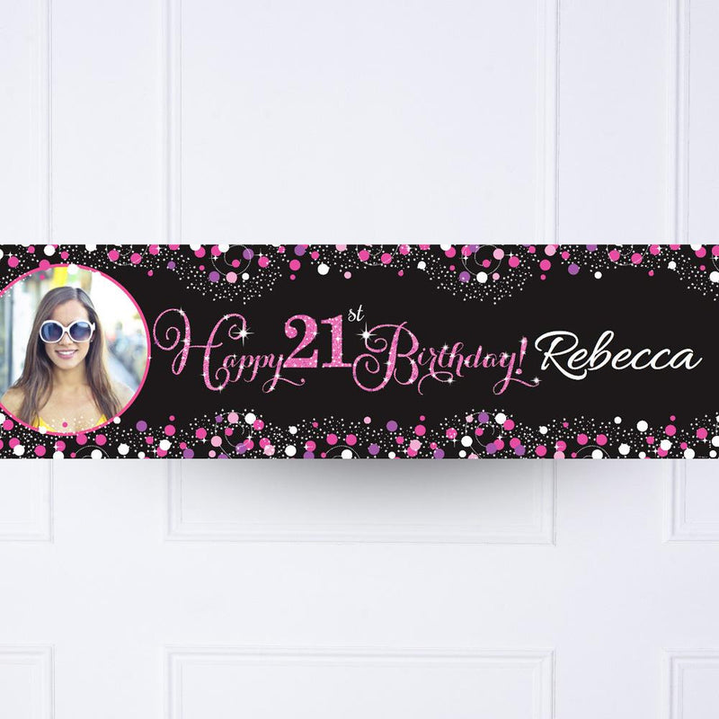 Pink Celebration 21st Personalised Party Banner