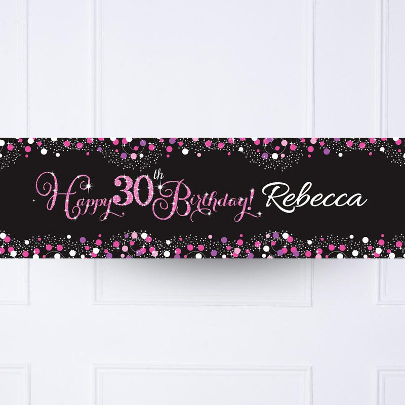 Pink Celebration 30th Personalised Party Banner