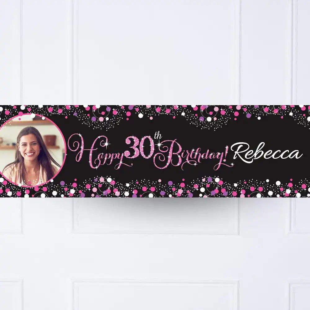 Pink Celebration 30th Personalised Party Banner Yes Personalised Banner