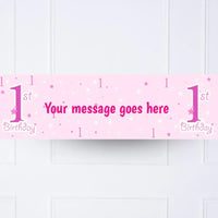 Pink 1st Birthday Personalised Party Banner No Personalised Banner