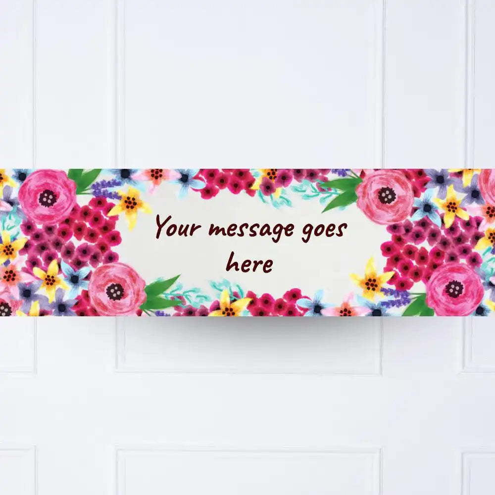 Watercolour Flowers Personalised Party Banner No Personalised Banner