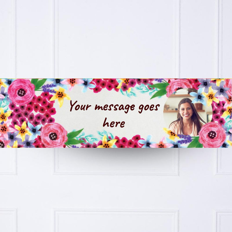 Watercolour Flowers Personalised Party Banner
