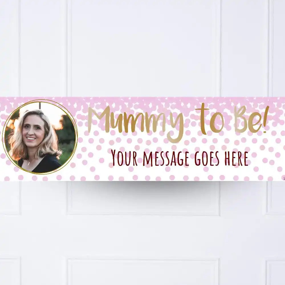 Pink Confetti Mummy to Be Personalised Party Banner Yes Personalised Banner