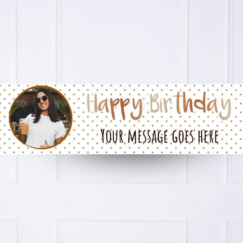 Rose Gold Dots Birthday Personalised Party Banner Yes None Personalised Banner