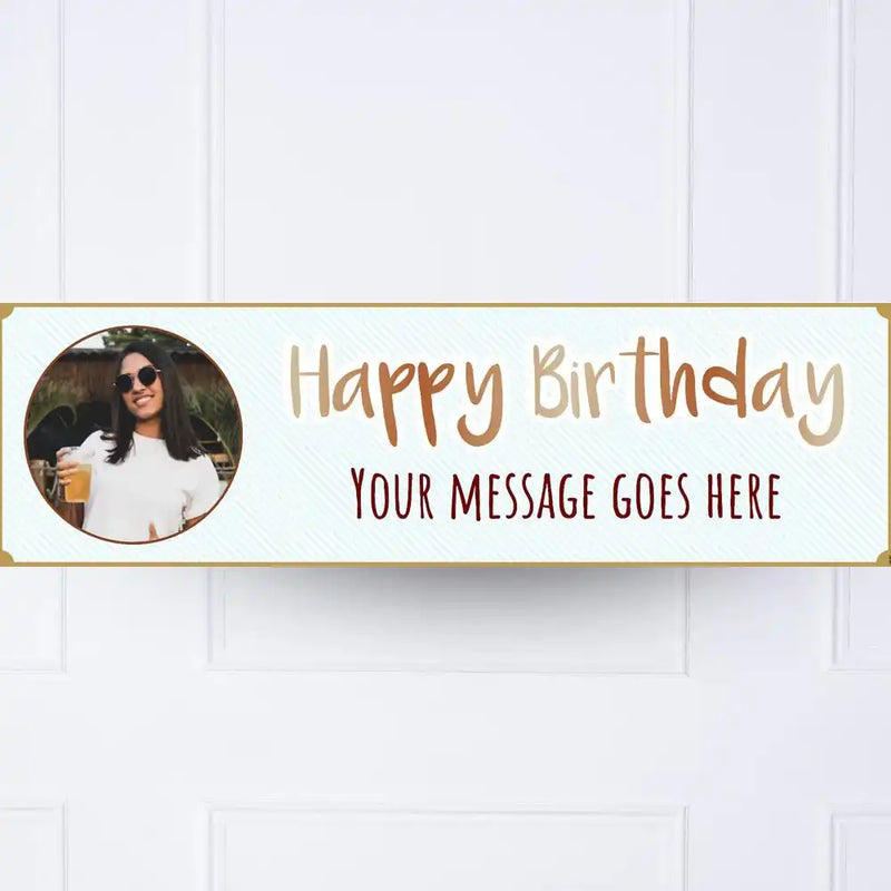 Blue Stripe Birthday Personalised Party Banner Yes Personalised Banner