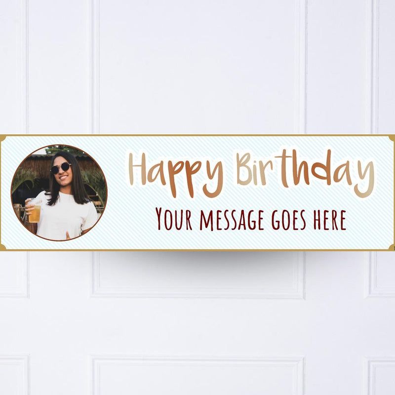 Blue Stripe Birthday Personalised Party Banner