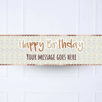 Rose Gold Floral Birthday Personalised Party Banner No Personalised Banner
