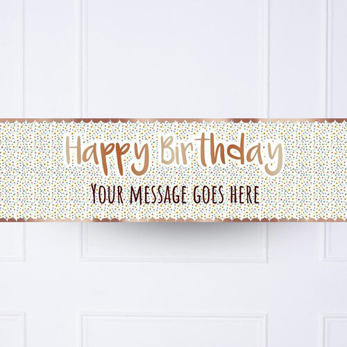 Rose Gold Floral Birthday Personalised Party Banner