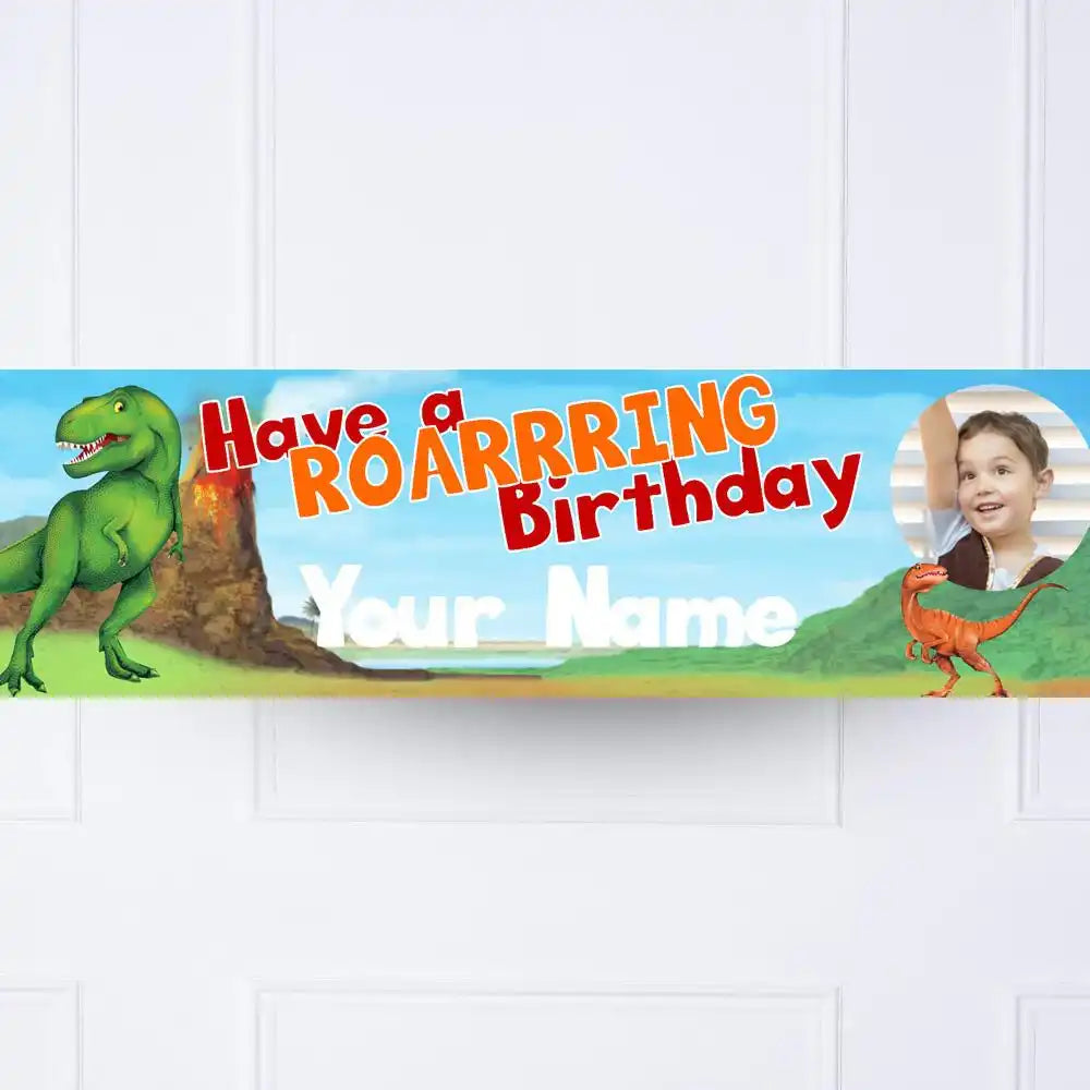 Dinosaur Roar Personalised Party Banner Yes No Personalised Banner