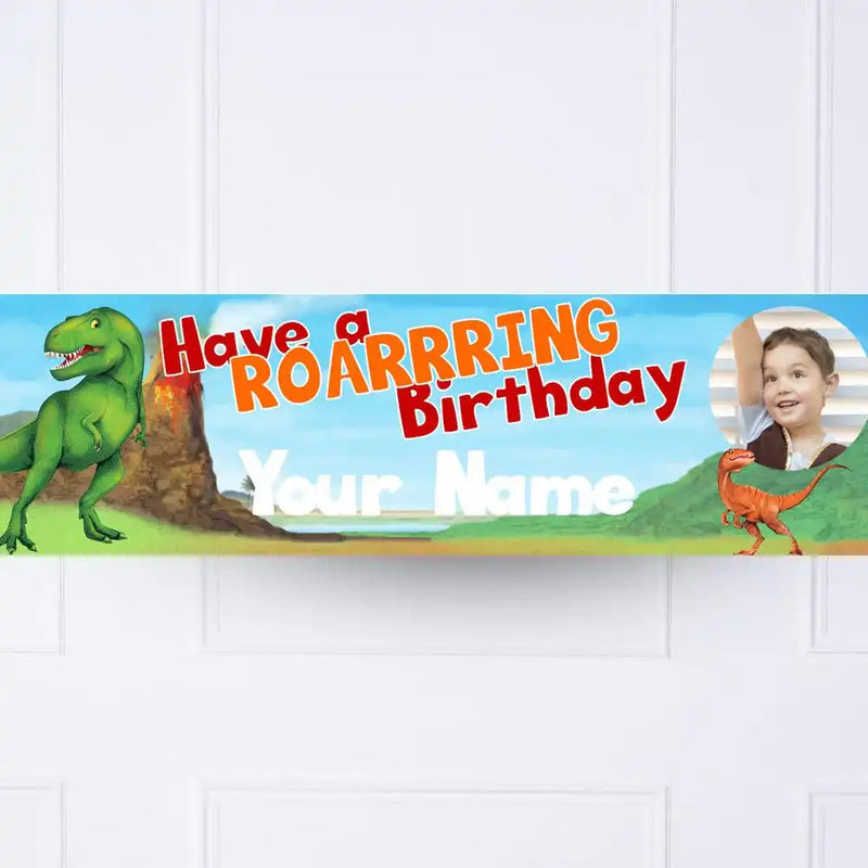 Dinosaur Roar Personalised Party Banner Yes No Personalised Banner