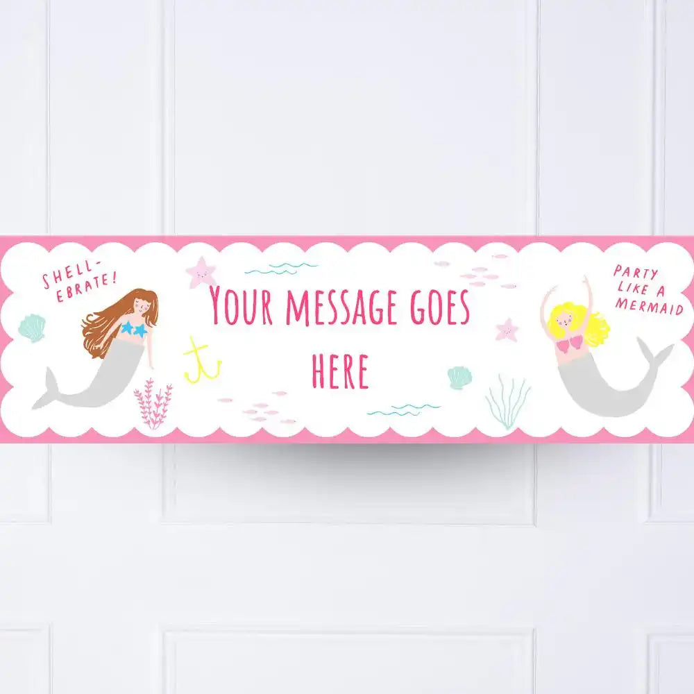Let's Be Mermaids Personalised Party Banner No Personalised Banner