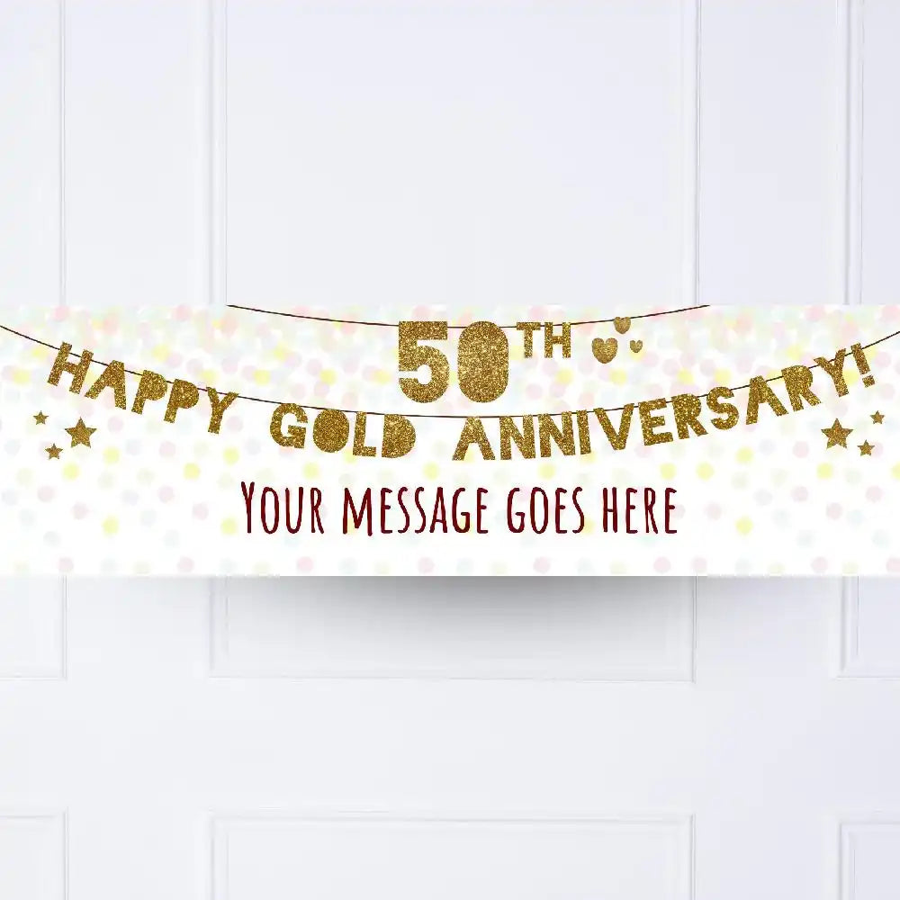 50th Golden Anniversary Personalised Party Banner No Personalised Banner