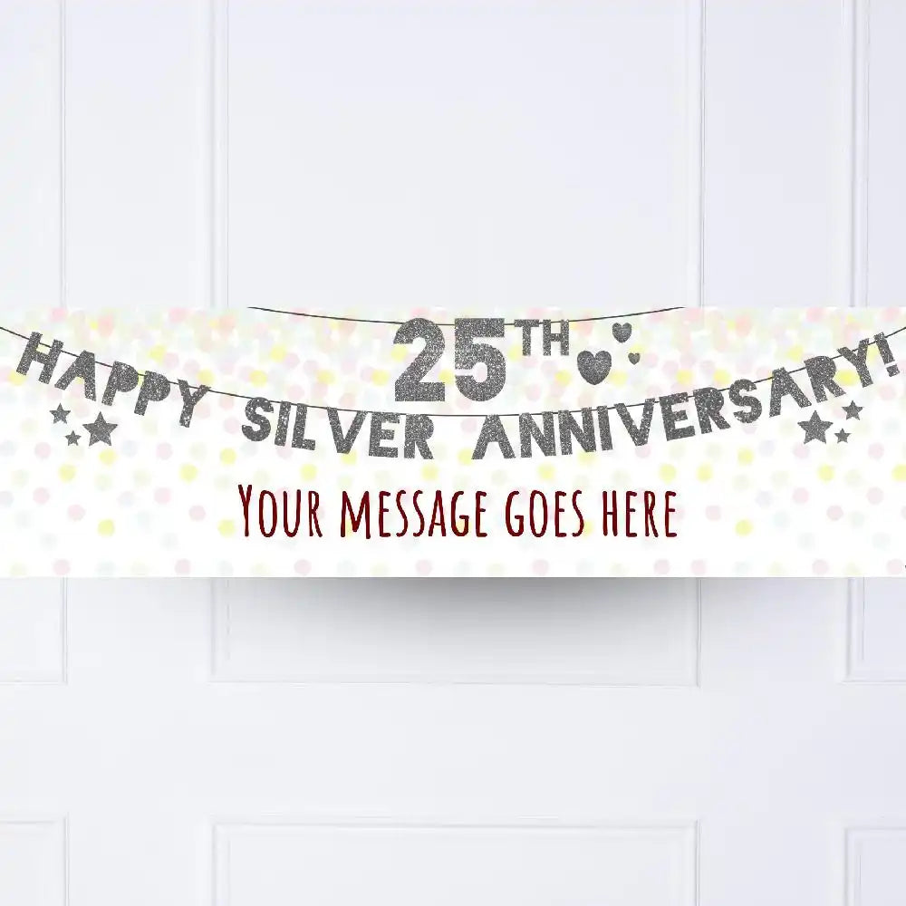 25th Silver Anniversary Personalised Party Banner No Personalised Banner
