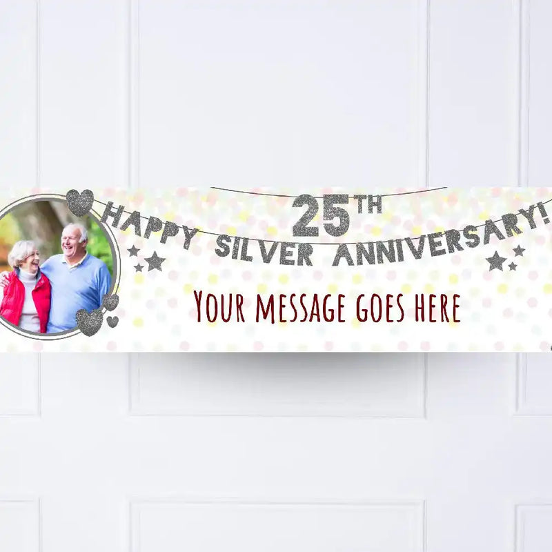 25th Silver Anniversary Personalised Party Banner Yes Personalised Banner