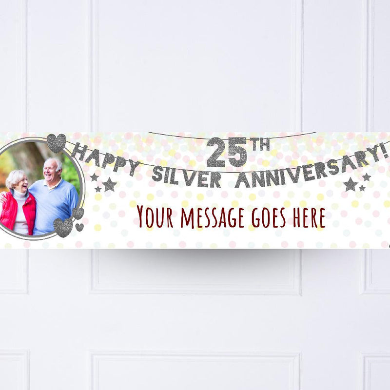 25th Silver Anniversary Personalised Party Banner