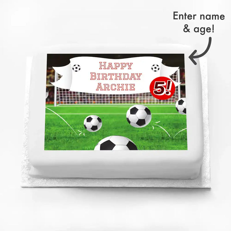 Personalised Photo Cake - Football Goal Message Only Personalised Cake