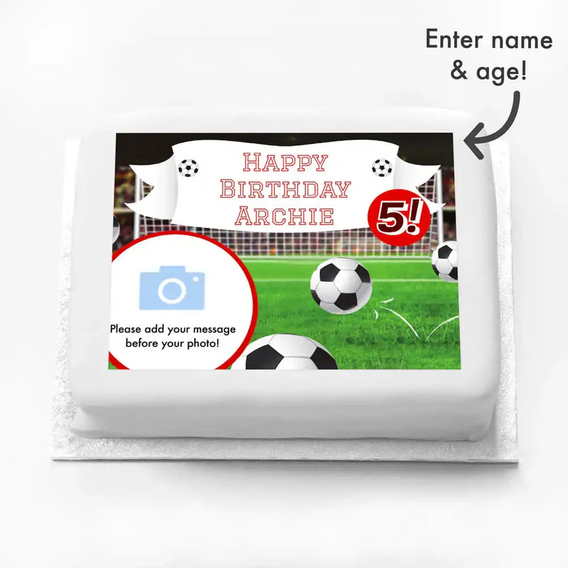Personalised Photo Cake - Football Goal Photo & Message Personalised Cake