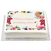 Personalised Photo Cake - Tea Party Photo & Message Personalised Cake