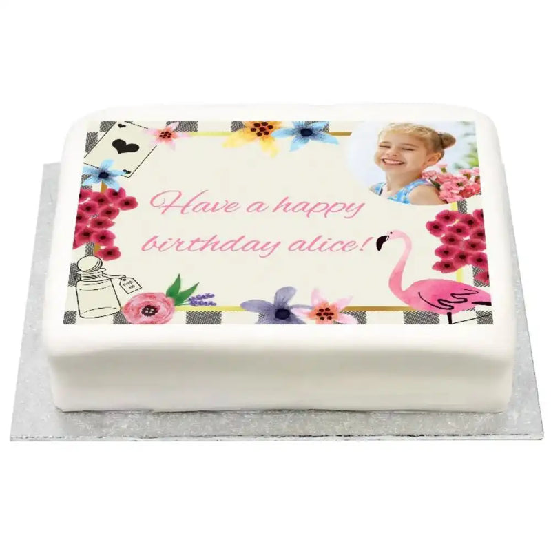 Personalised Photo Cake - Tea Party Photo & Message Personalised Cake