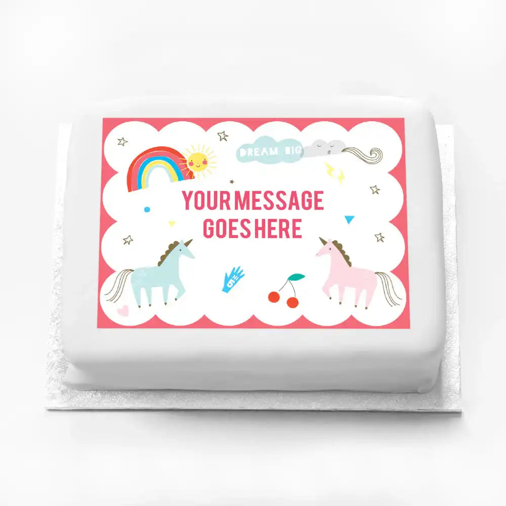 Personalised Photo Cake - Unicorn and Rainbow No Personalised Cake