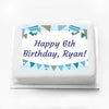 Personalised Photo Cake - Blue Bunting Personalised Cake