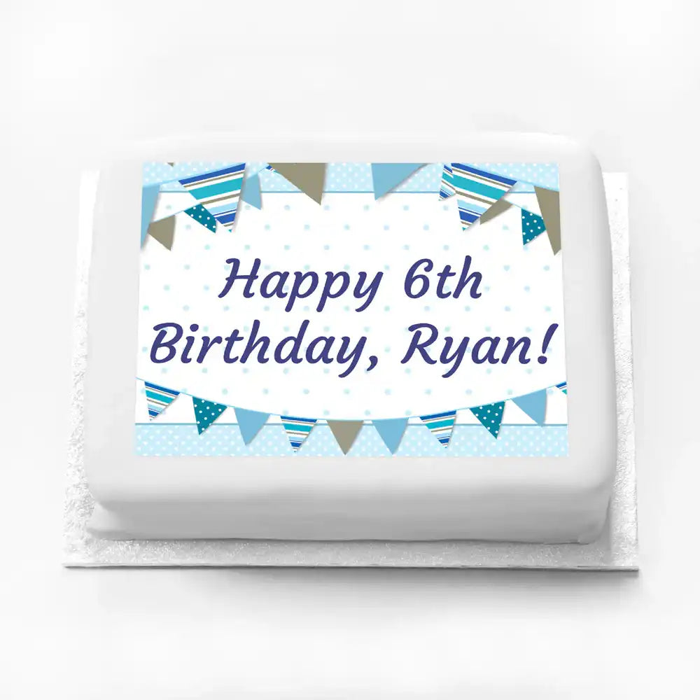 Personalised Photo Cake - Blue Bunting Personalised Cake