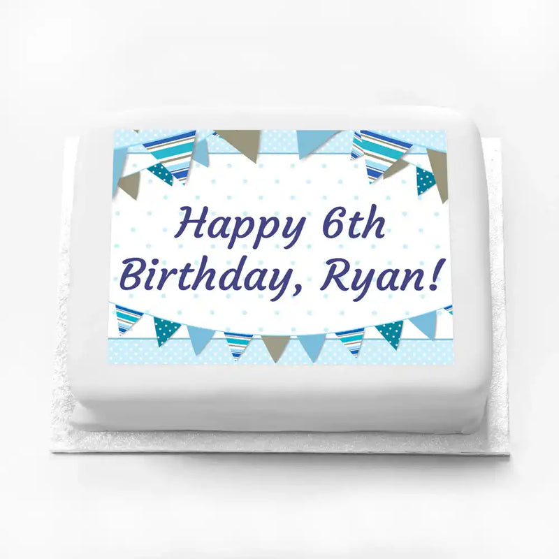 Personalised Photo Cake - Blue Bunting Personalised Cake